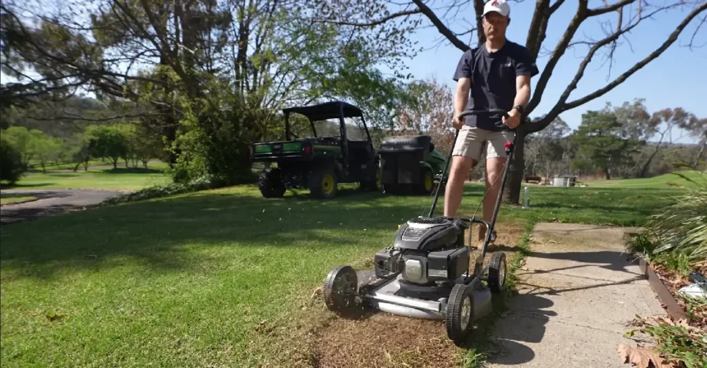 Local lawn maintenance team caring for residential lawns